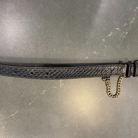 Cole Haan Bracelet in Navy Leather with Gold-tone Buckle and Chain - Picture 2 of 3